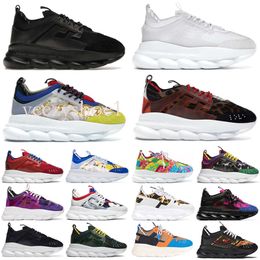 2024 Designer Trainers Chain Reaction Men Women Luxury Shoes Rubber Suede Bluette Triple Black White Gold Red Brown Orange Blue Mens Casual Platform