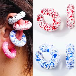 Backs Earrings Colourful Speckle Acrylic Circle Clip On For Women Korean Frost Round Ear Cuffs Statement Earring Earclips Jewellery