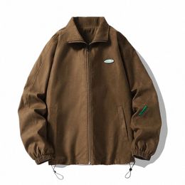 men's Stand-Up Collar Jacket Vintage Loose Lapel Jacket Bomber Jacket Korean Streetwear Zip Student Casual J0D2#