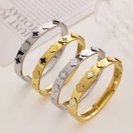 2024 Wholesale Designer Famous Branded Custom Gold Platedf Clover Stainless Steel Fashion Jewellery Bracelet Bangle