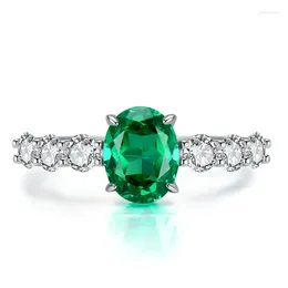 Cluster Rings S925 Silver Ring Palaiba Green 2 High Carbon Diamond Small And Versatile Design Jewellery