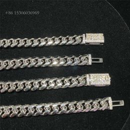 Full Iced Out Moissanite Diamond Box Clasp Hip Hop Necklace Fashion Fine Jewellery Bracelet Sterling Sier Cuban Link Chain