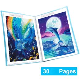 Stitch 30 Pages Diamond Painting Storage Book Clear Pockets Folder Photo Album Large Capacity School Office Data Storage Organizer