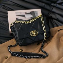 32% OFF Designer bag 2024 Handbags Black handbag for women in fashionable grid chain crossbody high-end and stylish hand-held one shoulder small square