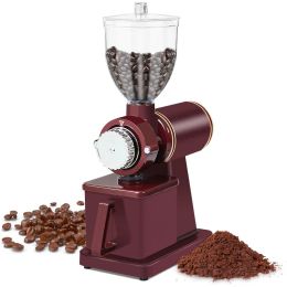 Tools YaeMarine Professional Electric Coffee Grinder Coffee Bean Powder Grinding Machine Adjustable (Red)