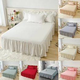 Solid Colour Bed Skirt Lace Ruffled Bed Skirt 1pcs Cover Bedroom Beds Cover Bed Skirt Non-slip Mattress Cover Bedsheet Bedspread 240314