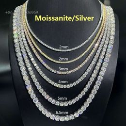 Sier Hip Hop Jewellery 2Mm 3Mm 4Mm 5Mm 6.5Mm VVS Diamond Necklace Moissanite Tennis Chain For Women Men