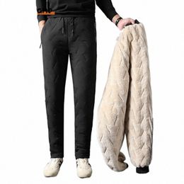 winter Mens Pants Male Warm Proof Thermal Trousers Loose Zip Pockets Thicken Fleece Sweatpants Men Jogger Black Work 7XL 02l5#