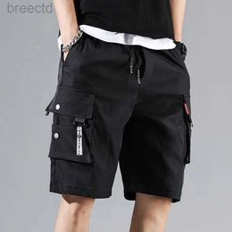 Men's Shorts Mens Shorts Mens cargo shorts solid color multi-color pocket shorts summer elastic waistband drawstring cargo shorts casual mens shorts 24325