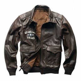 2020 Brown Men World War II Air Force Pilot Jacket Plus Size XXXXL Genuine Cowhide American Style Aviator Leather Coat T8dq#