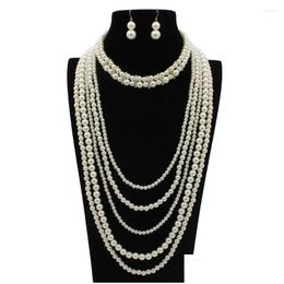 Chains Personality Mti-Layer White Pearl Necklace Choker Bridal Party Romantic Jewellery Accessory Set Drop Delivery Necklaces Pendants Otqjx