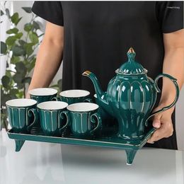 Teaware Sets Ceramic Coffee Tea Set Waterware Nordic Kettle Phnom Penh Green White Pot Cup Tray Bar Household Kitchen Supplies Drinkware