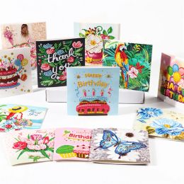Stitch 12 Pcs Sets 5D Diy Diamond Painting Greeting Card Birthday Thanksgiving Theme Cards