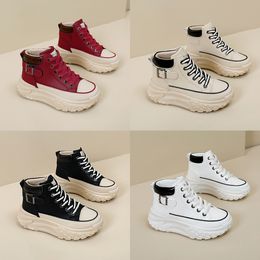 2024 Comfort High top shoes spring and autumn vintage women's shoes thick soled small white shoes leisure sports board shoes GAI