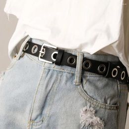 Belts Eye-catching Eyelet Belt For Outfits Stylish Women's Faux Leather With Metal Buckle Adjustable Length Jeans Women