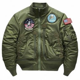 winter Men Tactical Military Jackets Big Pocket Pilot Air Force Coat ArmyGreen Flight Jacket Warm Thicken Stand Collar Overcoat 48yu#