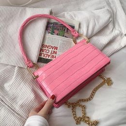 Bag Stone Pattern PU Leather Crossbody Shoulder For Women 2024 Trendy Luxury Fashion Small Handbags And Purses Chain