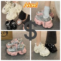 Feet Small Early Spring New Thick Sole Casual Sports Cake Shoes GAI new bigfoot increasing small fellow atumn Thick Sole Dad Shoes casual cute pink white 2024 fall