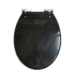 Toilet Seat Covers 40 33CM High-grade Glitter Blackr Color Stainless Steel Slow Down Hinge Resin Cover Suitable For O U V Shaped