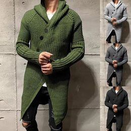 Men's Sweaters 2024 Sweater Autumn/Winter Long Hooded Knitted Cardigan European And American Solid Color Coat