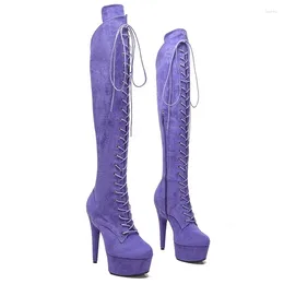 Dance Shoes Women's 15CM/6Inches PU Upper High Heel Platform Thigh Boots Closed Toe Pole 031