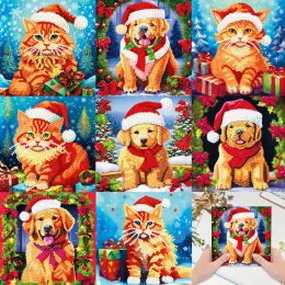 Stitch New Diy Diamond Colourful Greeting Card Cat Dog Animal Flower Christmas Card Diamond Embroidery Handmade Mosaic Christmas Gift