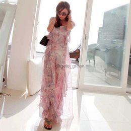 Casual Dresses Summer Dress Women Boho In Korean Sexy Chiffon Floral Maxi Sleeveless Beach Party 89957