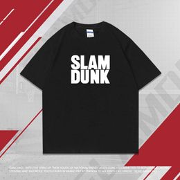 Slam Dunk Master Co Branded Short Sleeved Men's Sakura Flower Path Flowing River Maple Loose Basketball T-shirt Jersey