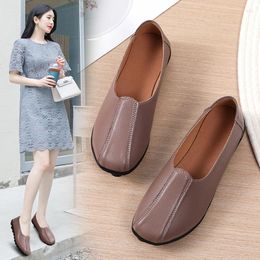 Casual Shoes Shallow Mouth Mother Soft Sole Single For Women 2024 Spring Middle-aged And Elderly Flat Comfort