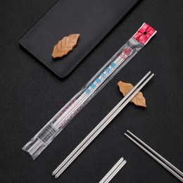 Wholesale Stainless Steel Chopsticks, Non Slip Household Use, Hotel Cafeteria, Round Chopsticks, Laser Logo, Stainless Steel Met