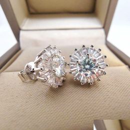 Stud Luomansi 0 5Ct 5Mm D Earrings S925 Sier Passed The Diamond Test Women Jewelry Wedding Party Birthday Gift 230519 Drop Delivery Dhn3F