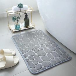 Bath Mats Coral Fleece Embossed Carpet Simple Household Bathroom Toilet Door Water Absorbent Non-slip Dirty Washable Porch Floor Mat