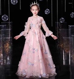 Girl Dresses Teenage Princess Dress Long Sleeve Birthday Party Costume Butterfly Design Summer Gauze Children