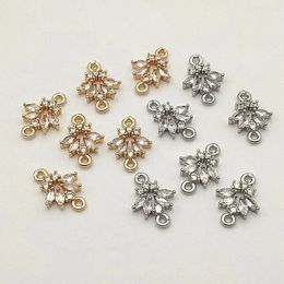 Arrival 15x12mm 50pcs Cubic Zirconia Feather Charm For Handmade Necklace Earring Parts DIY AccessoriesJewelry Findings 240309