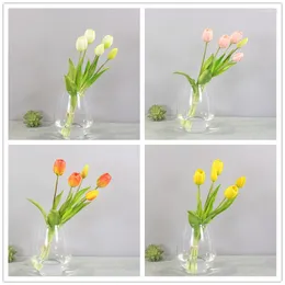 Decorative Flowers 5pcs Luxury Silicone Real Touch Tulips Bouquet Artificial Flower Home Decoration Flores Artificiales