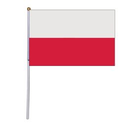 Accessories xvggdg 14 * 21cm Poland hand wave flags 100pcs / bag with plastic rod Poland hand flag