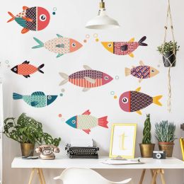 Stickers Colourful Fish Wall Stickers Kids Room Decoration Kitchen Fridge Decorate Removable Vinyl Selfadhesive Sticker Bathroom Decor