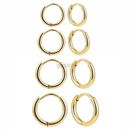 Hoop Huggie 4 pairs/batch 6/8/10/12mm stainless steel round ring earrings suitable for women gold micro spiral ring perforated ring 24326