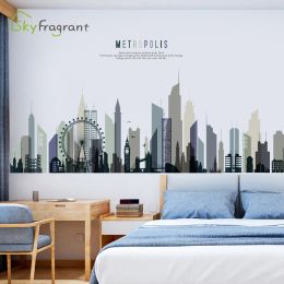 Stickers Modern City Silhouettes Wall Stickers Home Wall Decorations Living Room Bedroom Background Wall Decoration Self Adhesive Sticker