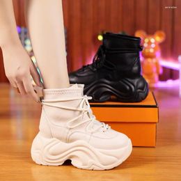 Dress Shoes 2024 Spring And Autumn Fashion Round Head Leather Lace Up Thick Sole Slope Heel Versatile Comfortable Single Shoe For Women