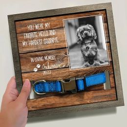 Frame POD Pet Frame Engrave Personalized Wooden Dog Picture Frame Pet Collar Memorial Sympathy Gifts Home Decoration Dropshipping&FBA