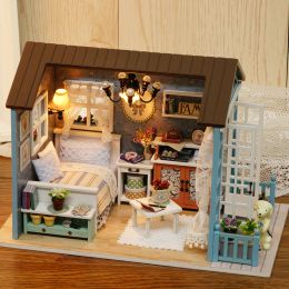 Crafts DIY Miniature Kit Realistic Mini 3D Wooden House Room Craft with Furniture LED Lights Christmas Birthday Gift