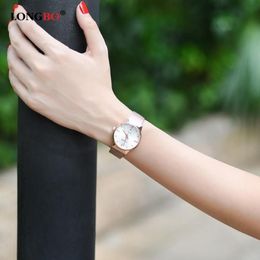 LONGBO Business luxury women diamond watches Japan quartz 5 atm waterproof ladies watch stainless steel fashion reloj mujer BRW 50237I