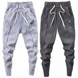 spring Summer Denim Pants for Men Drawstring Jogger Designer Cowboy Stylish Cargo Baggie Harem Korean Fi Jeans Trousers y2ly#