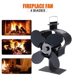 1pc 4-blade Heat Powered Stove Wood/log Burner/fireplace Increases 80% More Warm Air Than 2 Blade Crown Style Fireplace Fan, Non Electric for Wood,