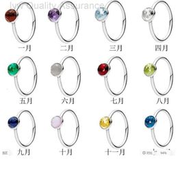 Designer pandoras ring Pan Jiaduola S925 Sterling Silver Ring December Water Drop Birthday Stone Ring Fashion and Elegant Couple Ring