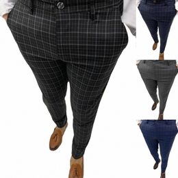men's Casual Pants Straight Cut Trousers Men's Tight Cott Elastic Mid-Waisted Pants Busin Office Formal Suit Pants Hot Sale N5u1#
