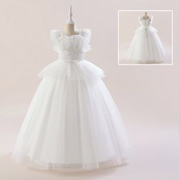 Güzel Beyaz Kare Tül Kızının Pageant Elbiseleri Çiçek Kız Elbiseler Kızın Doğum Günü/Parti Elbiseleri Kızlar Günlük Etekler Çocuk Giyim SZ 2-10 D326189