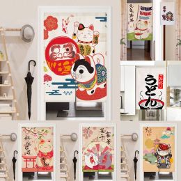 Curtains Japanese Lucky Cat Fabric Partition Curtain Half Panel Curtain Bedroom Kitchen Doorway Curtain Geomantic Curtain Home Decoration