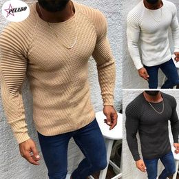 Men's Sweaters PULABO Mens Casual V-Neck Solid Sweater Autumn Winter Fashion Knitted Pullover Tops For Men Harajuku Long Sleeve Jumper INS